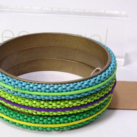 Lee angel Neiman Marcus Enamel Mesh Ribbon Bangle Bracelet Set NWT 200 - Picture 4 of 6